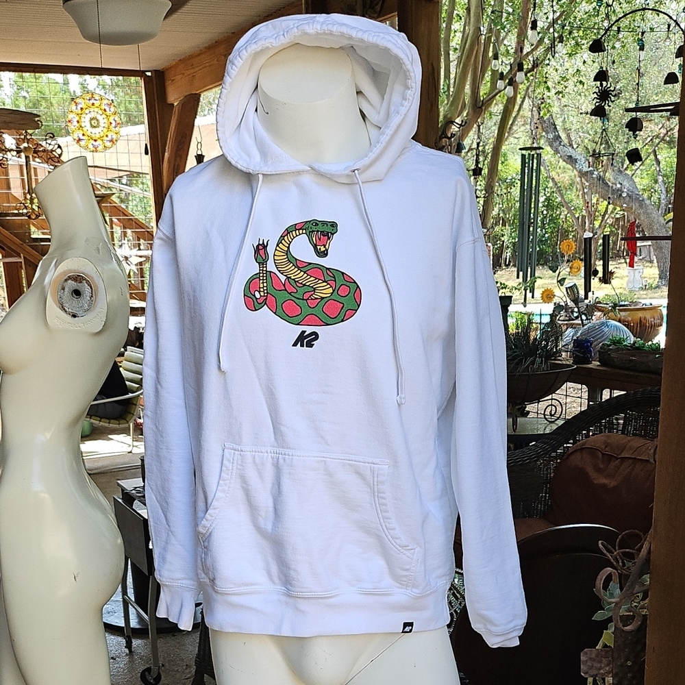 K2 Skis Spellcaster Snake Hoodie White Sweatshirt Xl